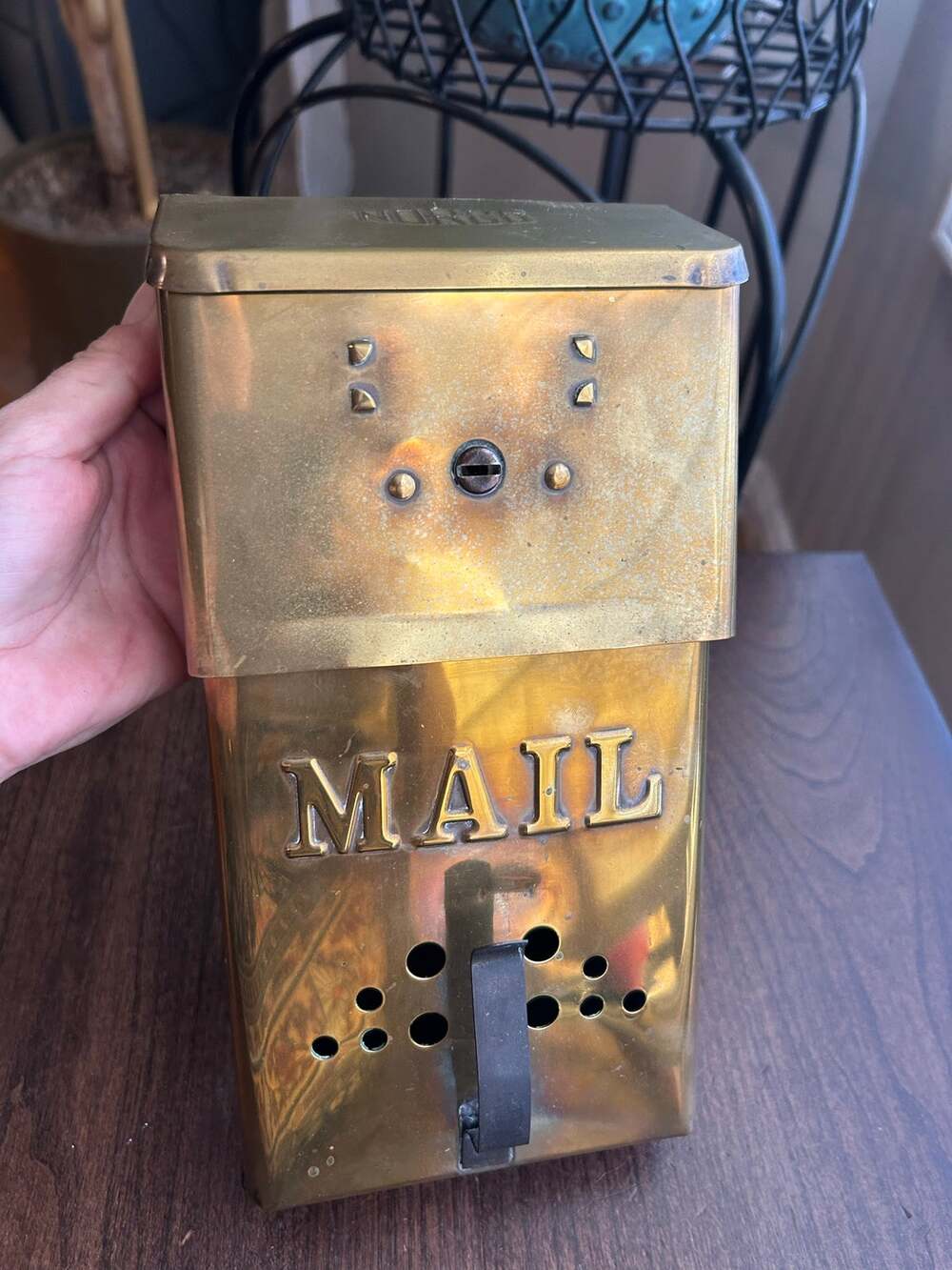 VINTAGE NORCO Brass MAILBOX MID CENTURY 1950'S COLLECTIBLE Mail BOX no key